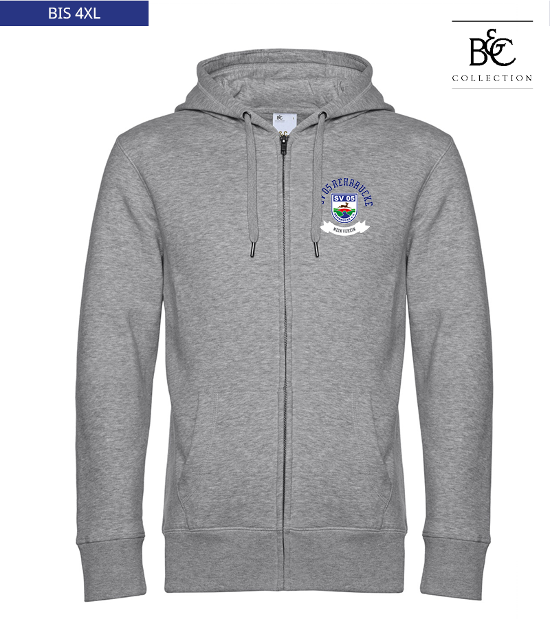 B&C Herren Zipped Hoodie Heather Grey "Bono"
