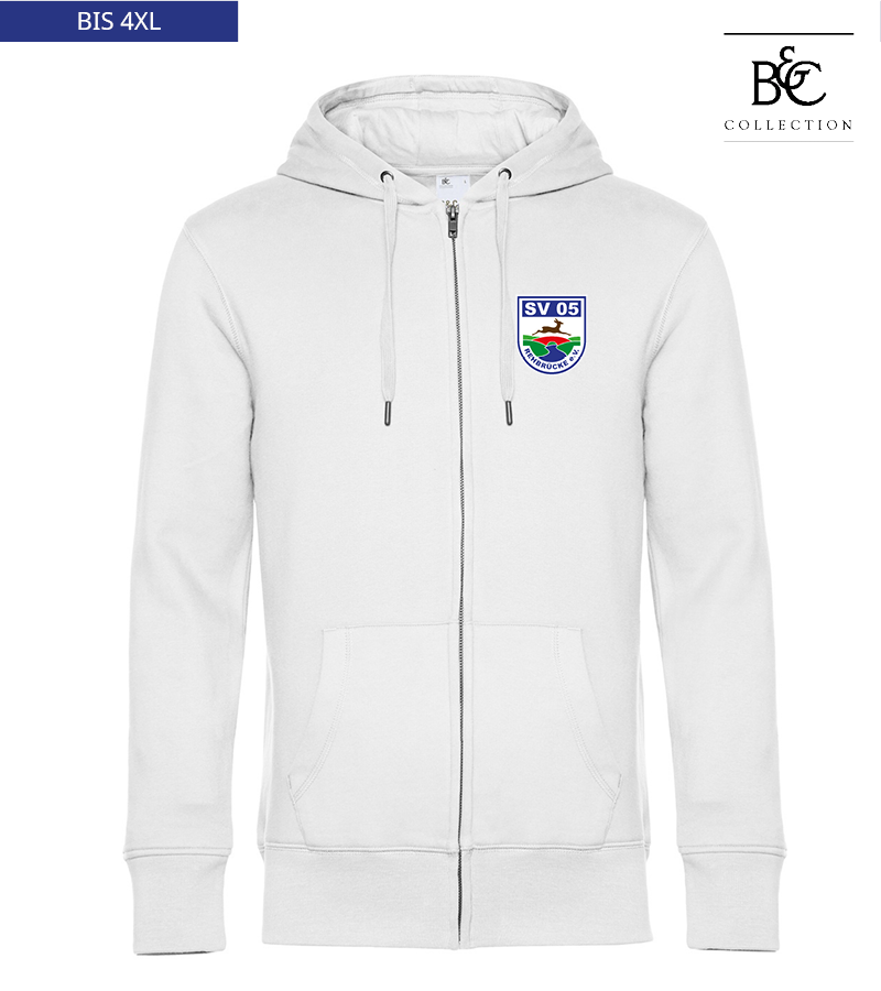 B&C Herren Zipped Hoodie White "Anton"
