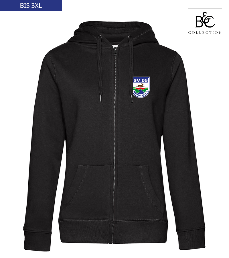 B&C Damen Zipped Hoodie Black Pure "Anton"