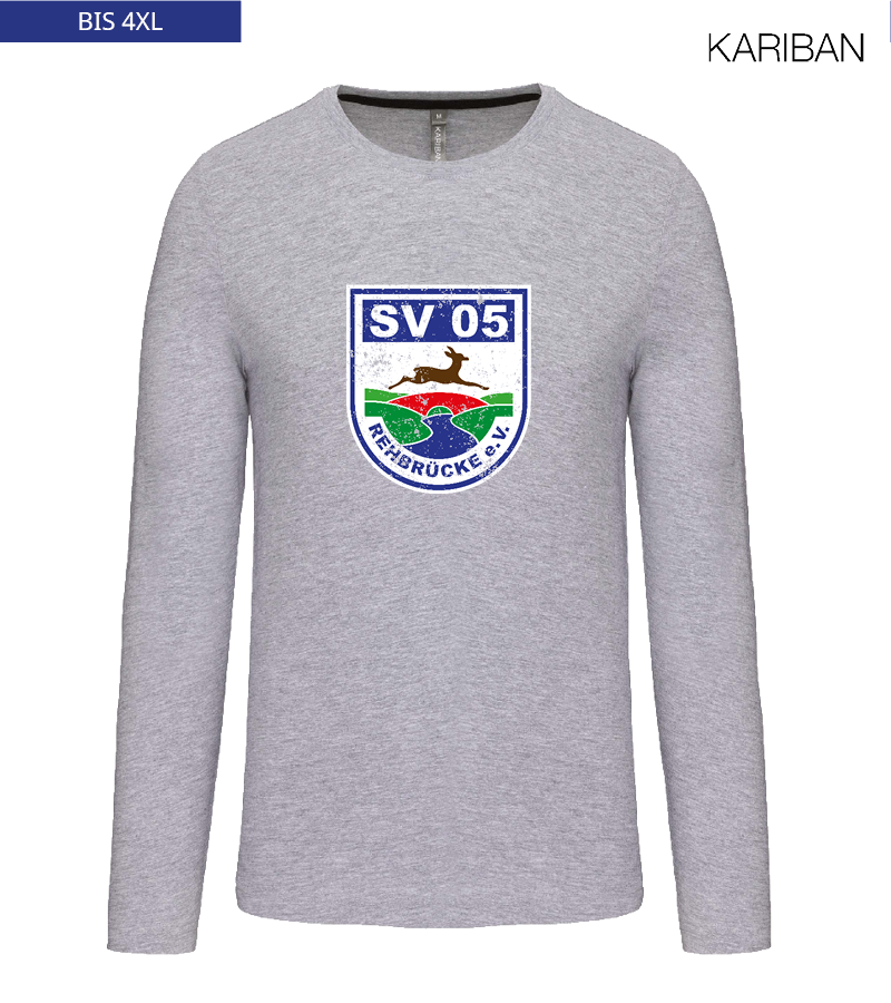 Kariban Herren Langarmshirt Oxford Grey "Uwe Frontprint"