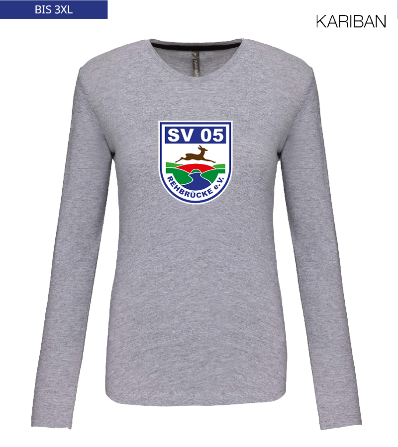 Kariban Damen Langarmshirt Oxford Grey "Anton Frontprint"