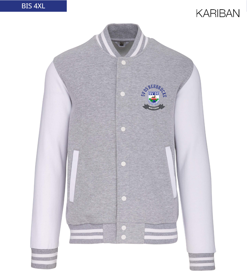 Kariban Unisex Collegejacke Oxford-Grey White "Bono"